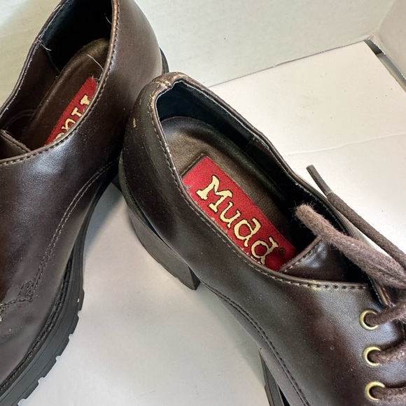 Women’s Chunky Platform Lace-Up Shoes – Dark Brown Gloss Mudd Y2K size 6 - Picture 4 of 5